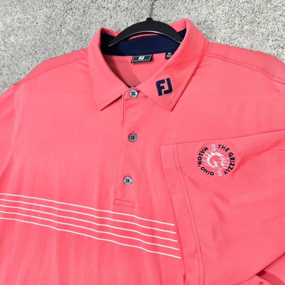 FootJoy Tour Edition Polo Shirt Men's XL Pink red Striped FJ Embroidered Collar